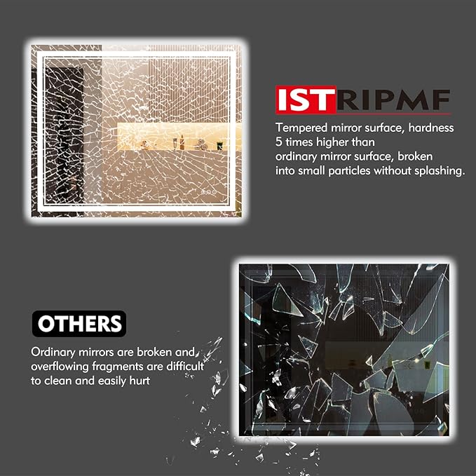 44x32 inch LED Bathroom Mirror with RGB Lights, Color Changing Backlit Mirror, Shatterproof, Dimmable Anti-Fog, Lighted Vanity Mirror (RGB Multicolor Backlit + Adjustable Front-Lighted)