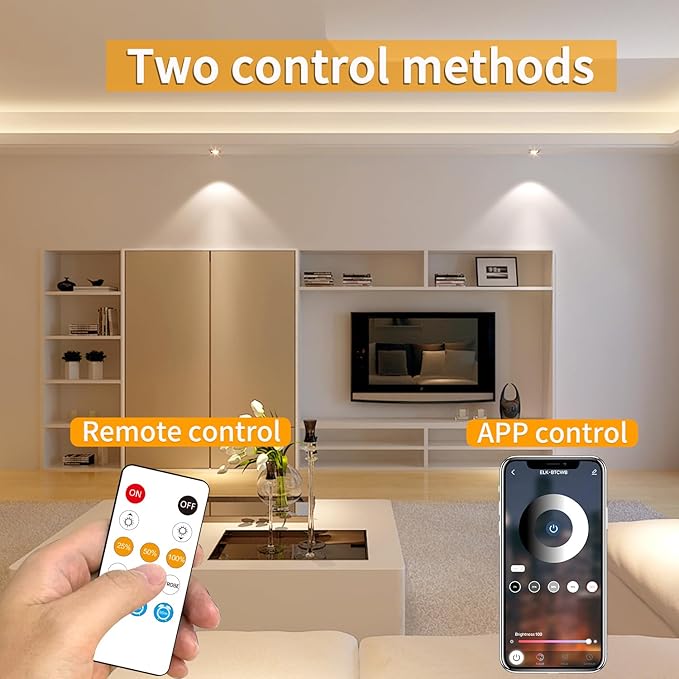 50 FT COB LED Strip Lights Warm White Dimmable DC 24V 3000K Flexible LED Tape Light for Bedroom, with Remote and app Control LED Tape Lights,for DIY Home Decoration