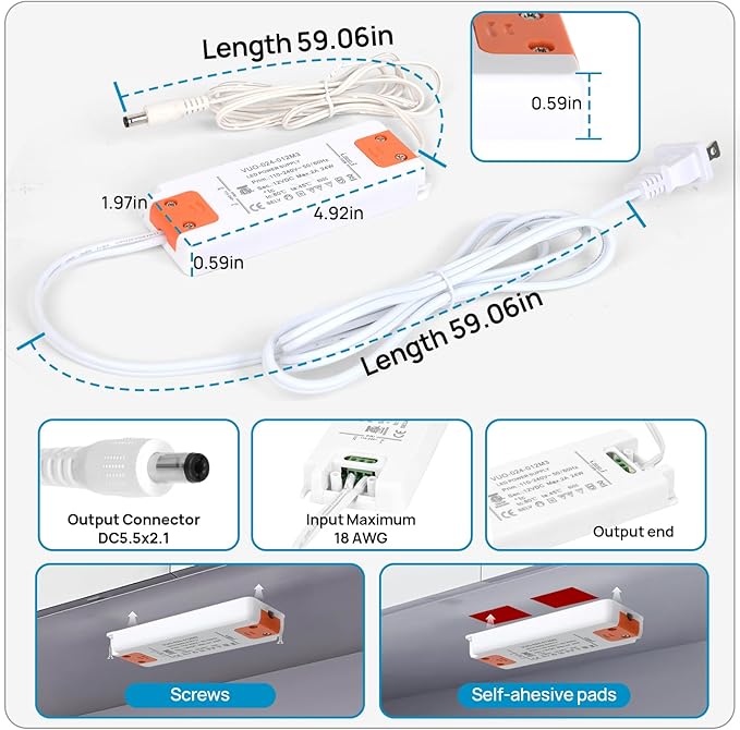 Litever Under Cabinet Lighting Kit. Slim. Super Bright. 21W. Dimmable. Remote with Synchronous Control. Perfect for Kitchen Under Cabinets, Over Counter, Display Lights, Shelf Light. Cool White 4000K.