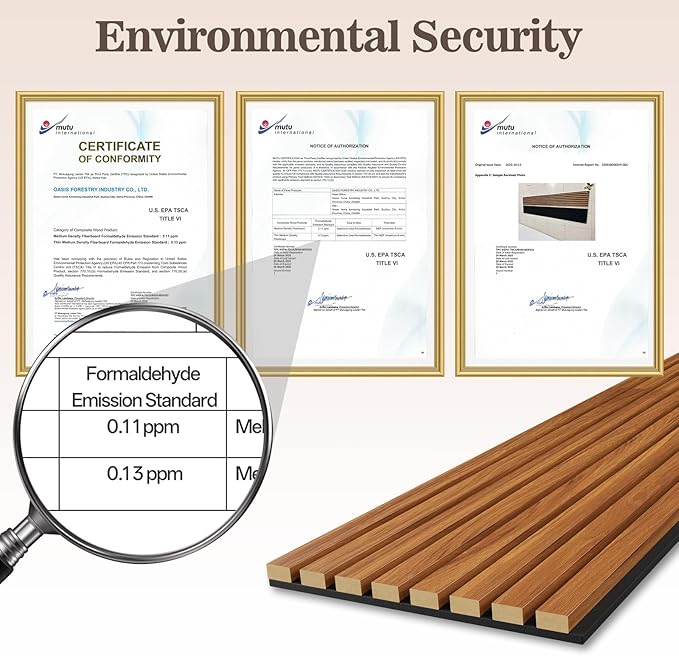 4 Pack Wood Panels for Wall, 94.4" x 12.6" Acoustic Wood Slat Wall Panel for Interior Decor & Noise Reduction, Soundproof Panel, Sound Absorbing 3D Textured Panels - Teak