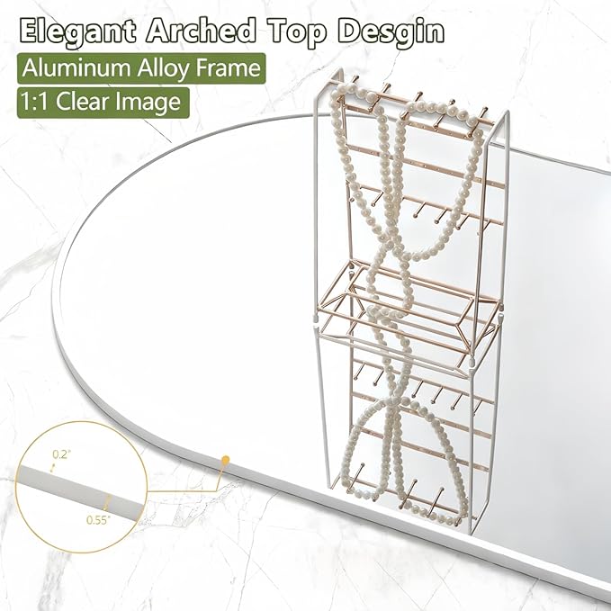 Arched White Full Length Mirror, 71"X30" Large Floor Mirror, Full Body Mirrors for Leaning or Hanging, Standing Mirrors for Bedroom, Living Room,Dressing Room, Aluminum Alloy Frame, White