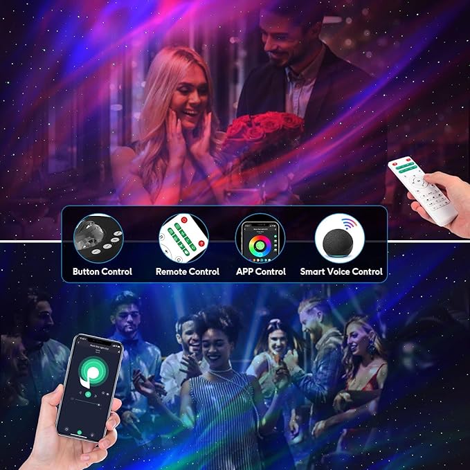 Northern Lights Projector with 33 Effects, Bluetooth Speaker, White Noise, Star Projector for Bedroom, Ceiling Aurora Light Projector with Remote, Timer for Kids Adults