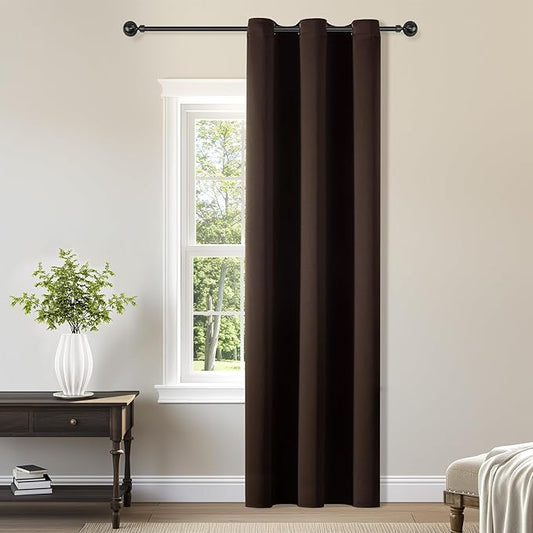 ChrisDowa Brownout Curtains 72 inches Long for Bedroom - Grommet Thermal Insulated Room Darkening Curtains for Living Room (1 Panel, Brown, 42 x 72 Inch)