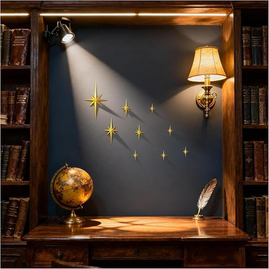 9 Pcs Mid Century Modern Decor,3D Star Art Wall Sculpture,Vintage Starburst Wall Decor,Star Hanging Sculptures Modern Celestial Home Decor,Retro Decor for Living Room Bedroom Front Door Home (9 Pcs)