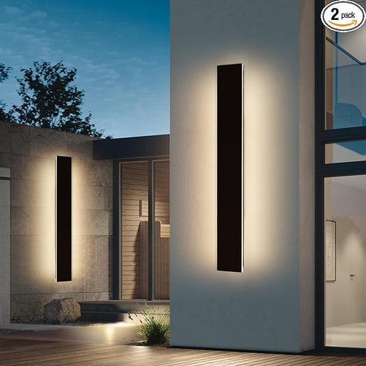 Mikeru 2 Pack Upgraded 47.2" Long LED Wall Sconce, 4.3" Wide IP65 Waterproof Outdoor Wall Lights, 3000K Warm White Exterior Lighting Fixtures for Front Porch, Garage, Basement & Patio