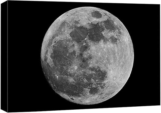 Canvas Prints Wall Art - Full Moon Against Black Universe Space Modern Wall Decor Home Art Stretched Gallery Canvas Wrap Giclee Print & Ready to Hang - 24" x 36"