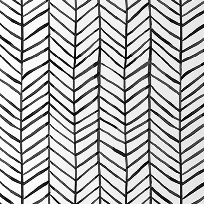 MulYeeh 17.5'' x 472'' Adhesive Peel and Stick Paper Herringbone Black White Wallpaper Removable Wall Covering Prepasted Decorative