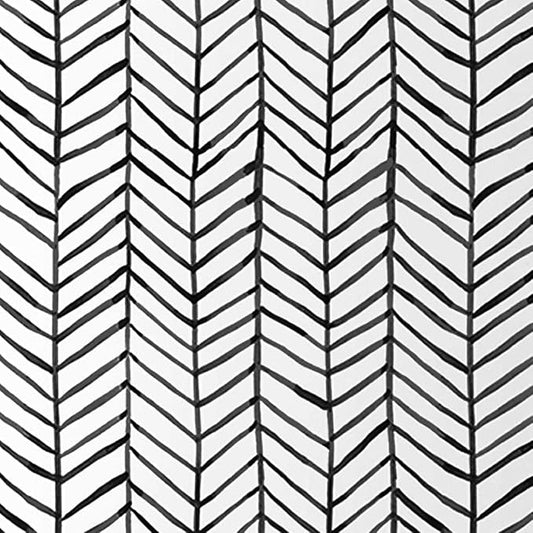MulYeeh 17.5'' x 472'' Adhesive Peel and Stick Paper Herringbone Black White Wallpaper Removable Wall Covering Prepasted Decorative