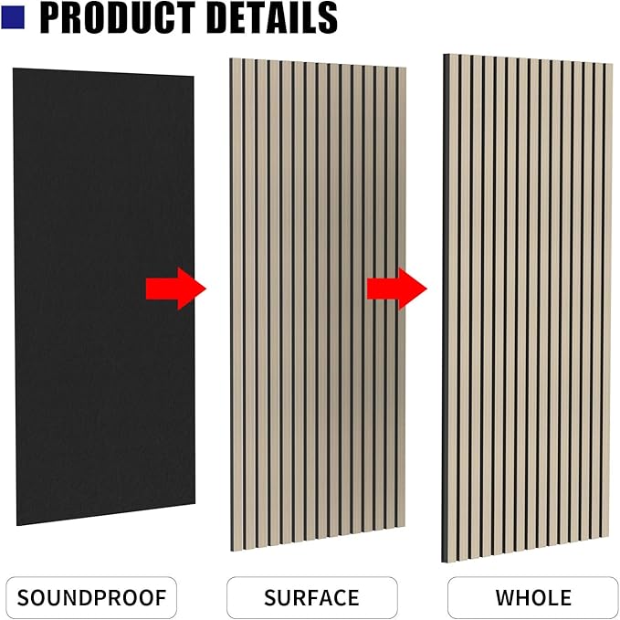 2 PCS wooden slats sound-absorbing panels, 3D groove wood grain sound absorbing panels, stylish decoration, significant noise reduction effect, suitable for walls and ceilings (Oak)