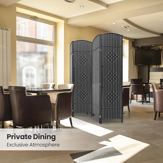 4 Panel Room Divider,6Ft Folding Privacy Screen,Tall - Extra Wide Foldable Panel Partition Wall Divider with Diamond Double-Weaved Hand-Woven Design Room Screen Divider