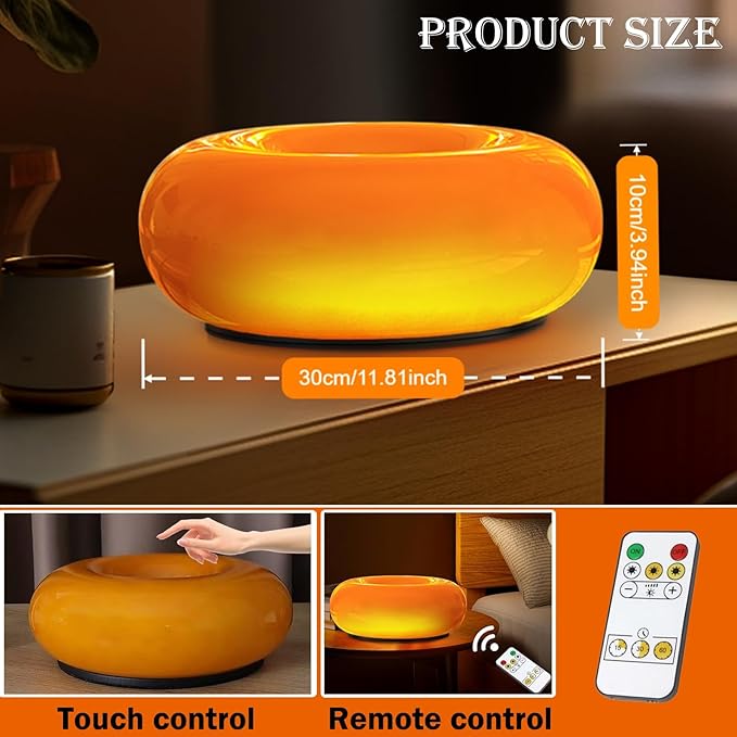 Creative Design Atmosphere Donut Lamp, Plug- in Bedsided Wall Sconce Or Ambient Lighting, Modern Orange Donut Light for Warm Decoration,Cute Table Light for Children's Room Or Living Room