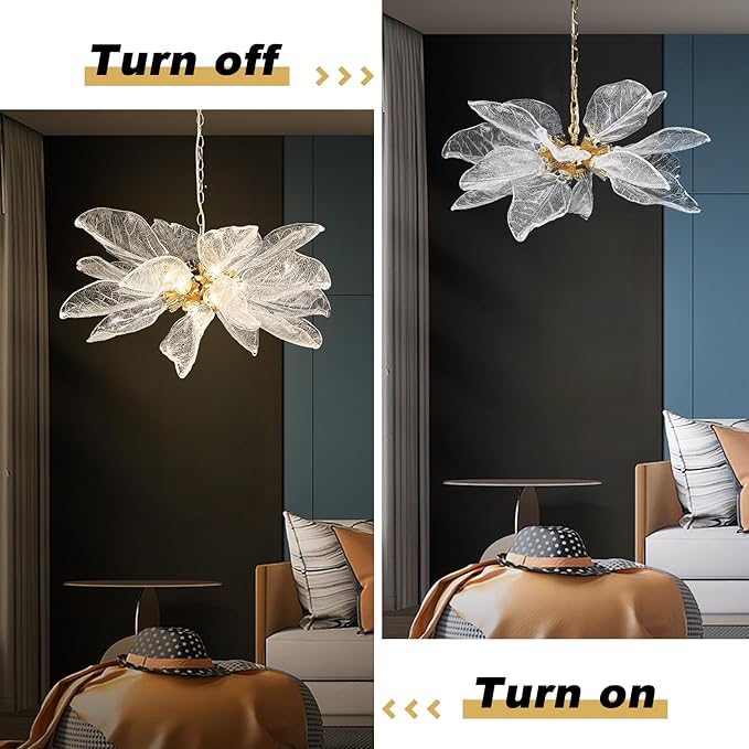 Modern Chandeliers for Dining Room, Gold D23'' Leaf Satellite Pendant Light, Crystal Chandelier Dining Room Chandelier Over Table, LED Chandelier Light Fixture Sputnik Chandelier for Living Room Foyer