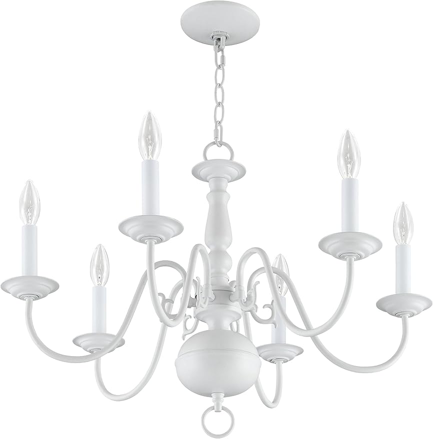 Livex Lighting 5006-03 Williamsburgh 6-Light Chandelier, White