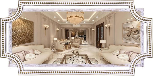 24" X 47" Wooden Farmhouse Large Wall Mirror, Rustic Art Decorative Full Length Mirrors for Living Room, Bedroom, Bathroom, Entryway - Hang Horizontally or Vertically