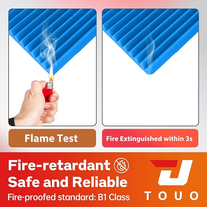 24 Pack Acoustic Panels – Sound Proof Foam Panels for Wall 12"x12"x2", Flame Retardant Wedge Acoustic Foam, High-Density Sound Absorbing Panels for Home Studio(Blue, 2" Thick 24 Pack)