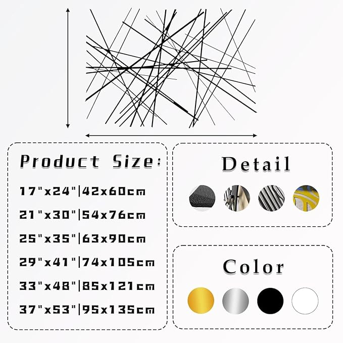 Abstract Metal Wall Art, Modern Wall Decor, Large Wall Sculpture, Abstract Line Wall Art, Modern Luxury Wall Decor, Large Contemporary Metal Sculpture, Office Home Decor (Black, 37"x53"|95x135cm)