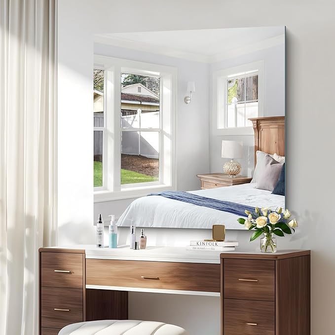 KOCUUY Large Frameless Mirror,36x36 Inch Square Bathroom Vanity Mirror for Over Sink, Upgraded Shatterproof Unframed Design for Bedroom, Living Room, Entryway