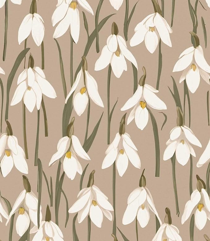 17.3" x 196.8" Floral Wallpaper Vintage Brown Orchid Peel and Stick Wallpaper Self Adhesive Removable Wallpaper for Bedroom Decorative Contact Paper