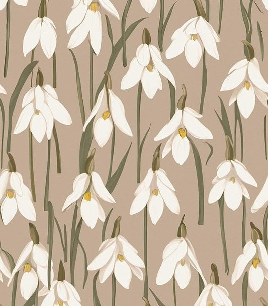 17.3" x 196.8" Floral Wallpaper Vintage Brown Orchid Peel and Stick Wallpaper Self Adhesive Removable Wallpaper for Bedroom Decorative Contact Paper