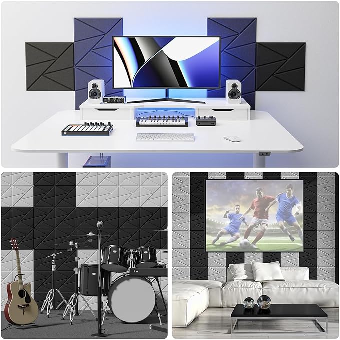 8 Pack Acoustic Panels with Self-Adhesive, 12"X 12"X 0.4"Sound Proof Foam Panels, Sound Panels High Density, Soundproof Wall Panels for Home Studio Office-White