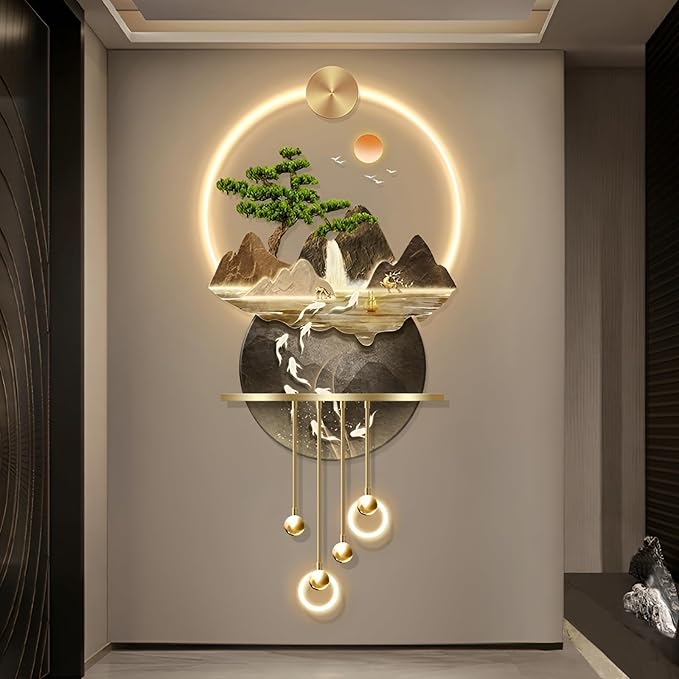 Bonsai 3D LED Wall Art Light Wall Sculpture Painting Decoration Art Modern Wall Hanging Painting for Living Room Entrance Corridor Decorative Wall Mounted Lamp(Stylle A)