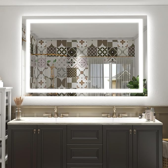 68x 36 Inch Lighted Bathroom Mirror for Wall, LED Illuminated Vanity Mirror with Lights, Dimmable, Anti-Fog, ETL Listed (Backlit and Front Lighted)