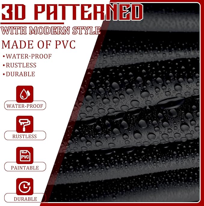 Chunful 30 Pcs 28.81 Sq ft 3D Wall Panels PVC Wave Design,11.8" x 11.8" Wall Panels Brick Wallpaper Waterproof for Interior Living Room Bedroom Decor(Black)