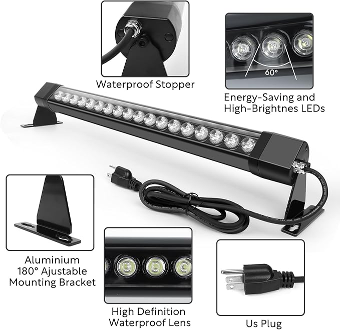 Wall Washer Light 2 Pack,36W 4000K Natural White Wall Washer Lighting,2FT 120V LED Linear Outdoor Wall Wash Light Bar for Garden,Backyards,Building,Courtyards Lighting