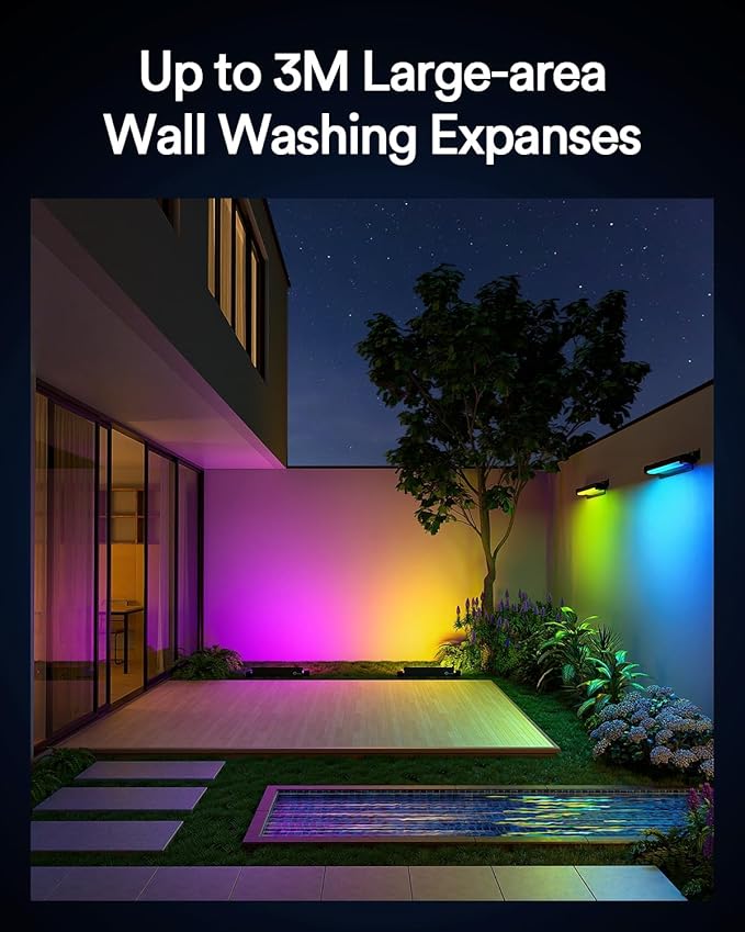 Lumary Smart Outdoor Led Light Bar, RGBAIWW Color Changing Wall Washer Lights, IP65 Backyard Ambient Floodlights Landscape Lighting for Room/Garden/Halloween/Christmas, APP&Voice Control, 4 Pack