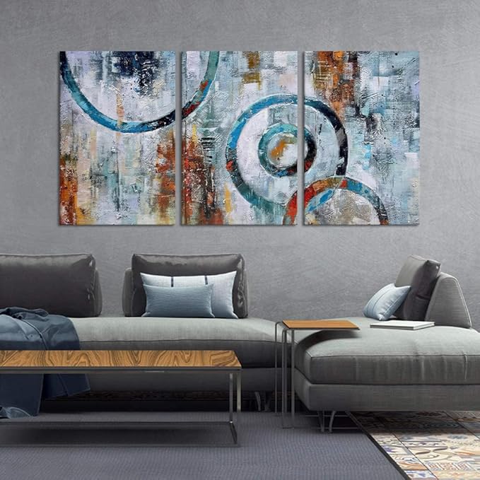 MAMAGO Large Wall Art - 3 Panels Minimalist Wall Decor Prints Painting Abstract Geometric Picture Modern Aesthetic Artwork Decoration for Bedroom Easy to Hang - 24" W x 36" Hx3pcs