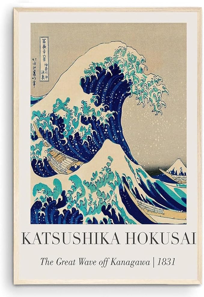 OZCONO Hokusai Great Wave Art Print, The Great Wave off Kanagawa 1831, Gallery Quality UV-Resistant, Unframed Japanese Wall Art (18L x 12W)