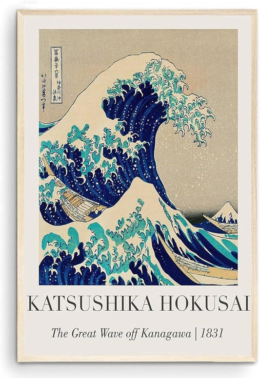 OZCONO Hokusai Great Wave Art Print, The Great Wave off Kanagawa 1831, Gallery Quality UV-Resistant, Unframed Japanese Wall Art (40L x 27W)