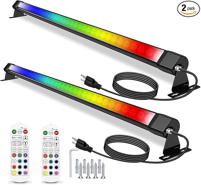 RGB Outdoor Wall Washer Light, 4FT 72W Dimmable LED Wall Washer Light, 120V IP67 Waterproof Led Light Bar for Outdoor, with Remote, Plug-in (2 Pack)