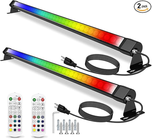 RGB Outdoor Wall Washer Light, 4FT 72W Dimmable LED Wall Washer Light, 120V IP67 Waterproof Led Light Bar for Outdoor, with Remote, Plug-in (2 Pack)