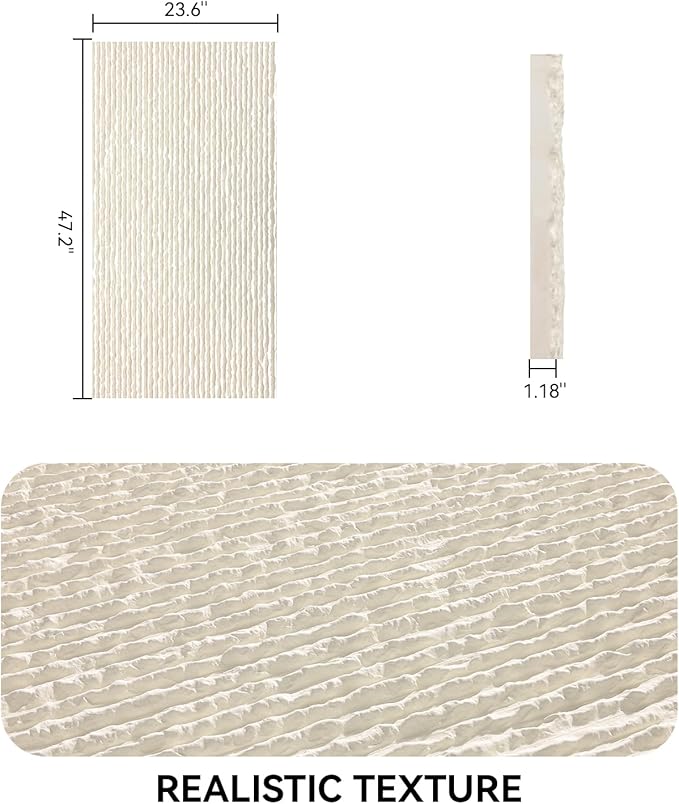 OUZUGIE 4 PCS Faux Stone Wall Panel 47.2’’ x 23.6’’ Interior Exterior Wall Decor 3D PU Panel with Flowing Water Design White