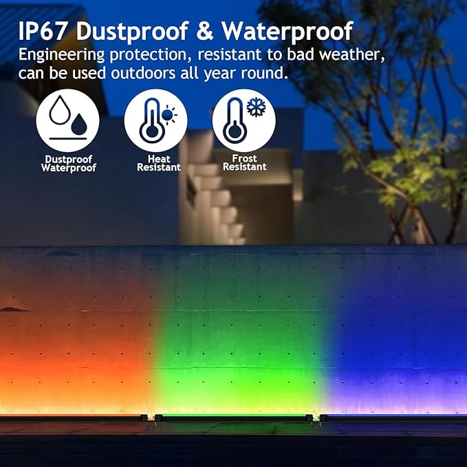 RGB Outdoor Wall Washer Light, 4FT 72W Dimmable LED Wall Washer Light, 120V IP67 Waterproof Led Light Bar for Outdoor, with Remote, Plug-in (2 Pack)