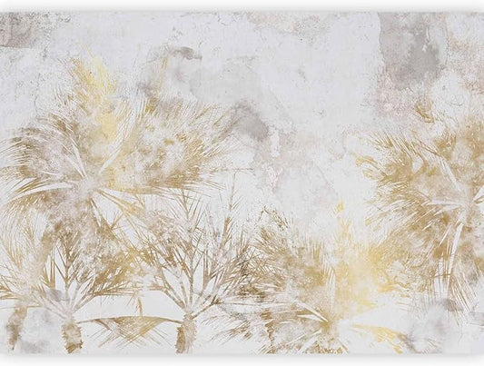 artgeist Wall Mural Palm Trees 116x83 in - Peel and Stick Self-Adhesive Wallpaper Removable Large Sticker Foil Wall Decor Print Picture Design Flowers Leaves Jungle Concrete Grey b-A-10175-a-a