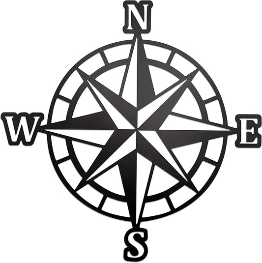 Vintage Compass Metal Wall Decor, Nautical Themed Sculpture, Black Art Piece for Home Interior, Ideal for Living Room, Office, or Bedroom Decoration, Enhancing Nautical Wall Art Collections