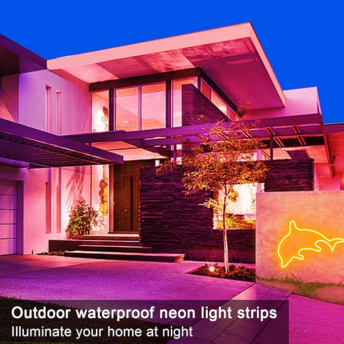 LED neon Lights Strip 132FT,DC 24V RGB LED neon Light Strip APP Remote Controls Control Waterproof Flexible Neon LED Rope Lights for Bedroom,Playroom,Outdoors Decor（2 Rolls of 66ft）