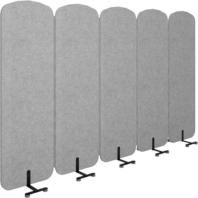 Natwind 5 Panel 122.8 x 71 in Office Room Privacy Protect Space Divider Portable Partition,Wall Folding Cubicle Indoor Freestanding Acoustic Partition Temporary for Office Room