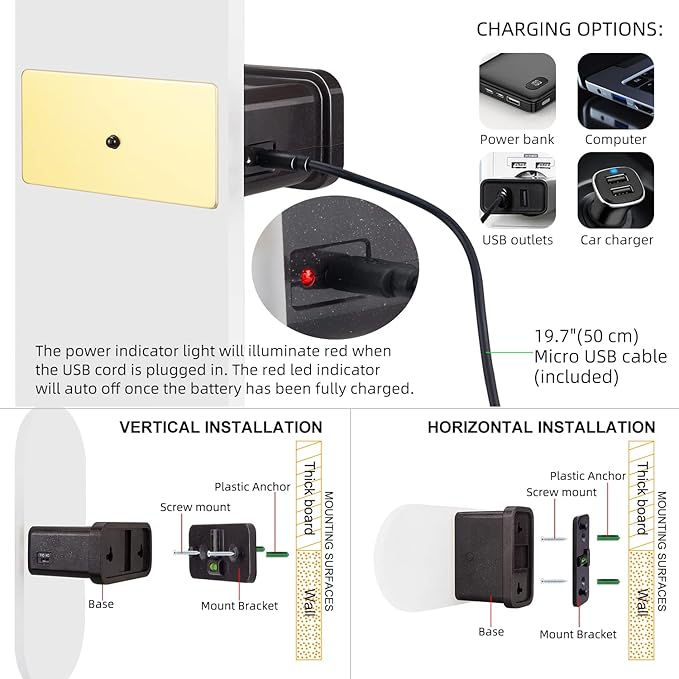 BIGMONAT USB Rechargeable Night Light, Wireless Wall Light, Color Changing Mood Light, Remote Controlled Wall Sconce, RGB Lamp for Hallway Bathroom Kids Bedroom
