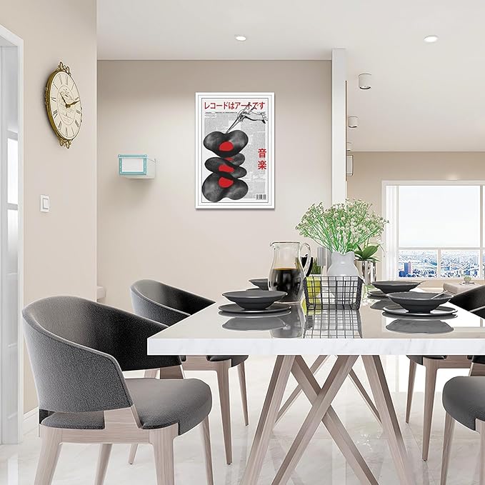 Japanese Retro Music Newspaper Poster Vintage Vinyl Record Canvas Wall Art Abstract Distorted Record Aesthetic Prints Painting For Home Bedroom Dorm Living Room Wall Decor 12x16in Unframed