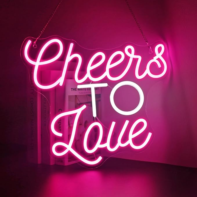 Cheers to Love Neon Sign, Neon Signs for Wall Decor LED Neon Light Up Signs Home Decor for Bedroom Business Club Party Bars Shop Decoration USB Operated