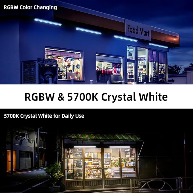 LED Wall Washer Light with RF Remote, 144W RGBW Color Changing Linear Bar Light, AC120V Waterproof RGB CCT Wall Washing Lamp for Outdoor and Indoor Lighting Projects, Plug & Play