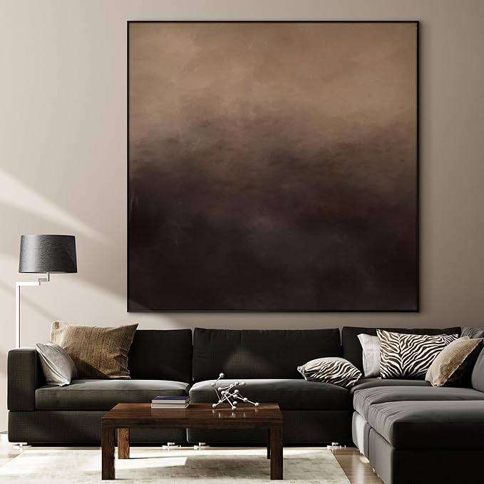 72"x72" XL Framed Wall Art - Moody Abstract Landscape Brown/Beige Tone (Frame Assembly Required)