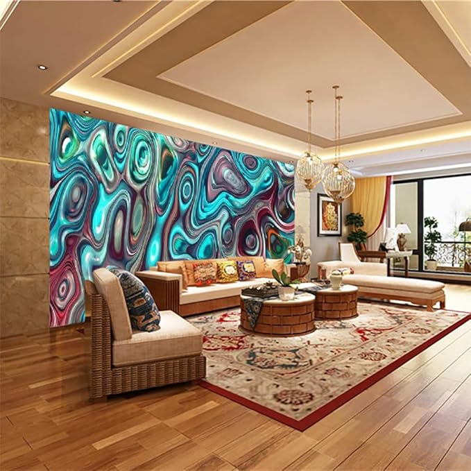 Creative Color Removable Decor Paintings, Abstract Art Peel and Stick Wall Mural 3D Wallpaper for Bedroom Living Room Children's Room Sofa Background Wall,99" W x 66" H