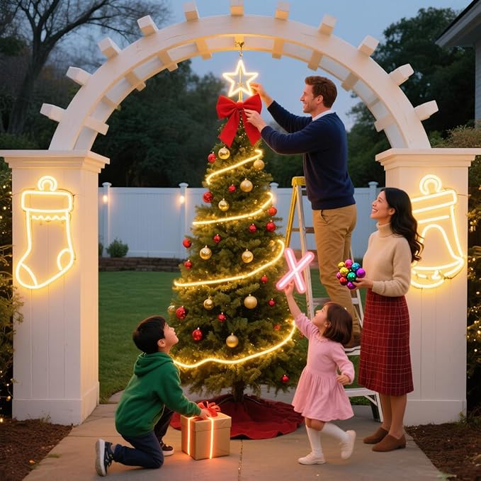 LED Neon Rope Lights 32.8FT 10M 120V AC Plug-in LED Strip Lights Connectable Waterproof Led Light Strip for Indoor/Outdoor Use, Warm White Neon Lights for Party Wedding Home Decoration ETL