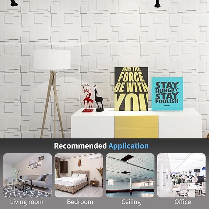 Art3d Decorative 3D Wall Panel, 32 Sq.FT PVC Interior Wall Decor for Living Room, Bedroom, Lobby, Office, Shopping Mall, White