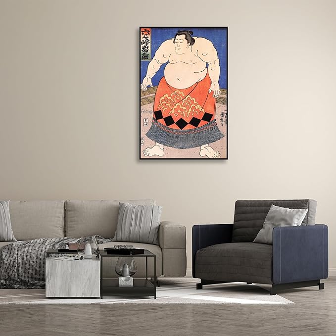 OKRA Utagawa Kuniyoshi Canvas Wall Art Sumo Wrestler Poses Poster Japanese Ukiyo-E Woodcut Art Animal Nature Landscape Poster Japanese Classic Wall Decor Unframed 20×30in/50×75cm