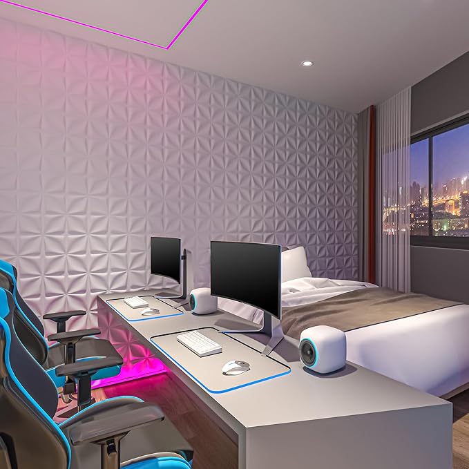 Art3d 100 Pack Decorative 3D Wall Panels, 97 Sq.Feet PVC Interior Wall Décor, 11.8"x11.8", White